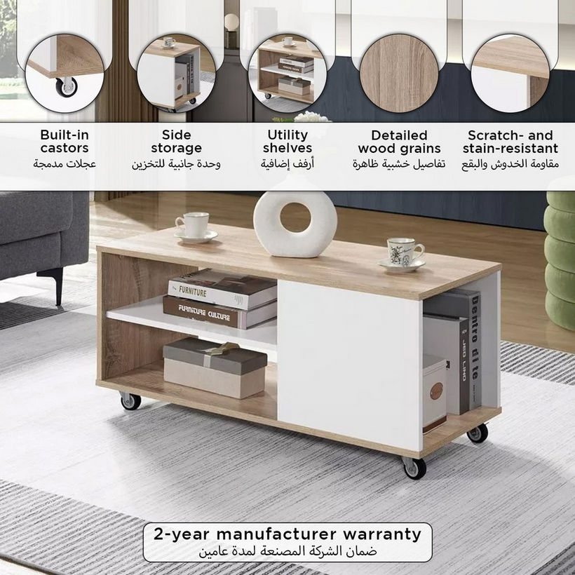 Cebu Coffee Table with Castor Wheels - Image 2