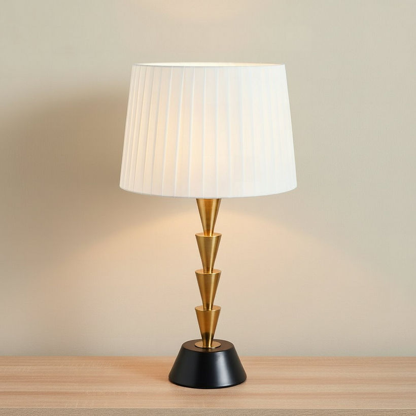 Zeston Metal Table Lamp with Pleated Shade - 59 cm - Image 3