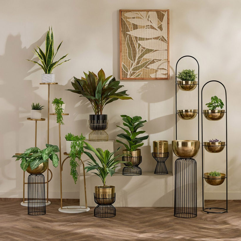 Vista-Ace 2-Tier Premium Metal Planter Stand with Marble Base - 35x90 cm - Image 2