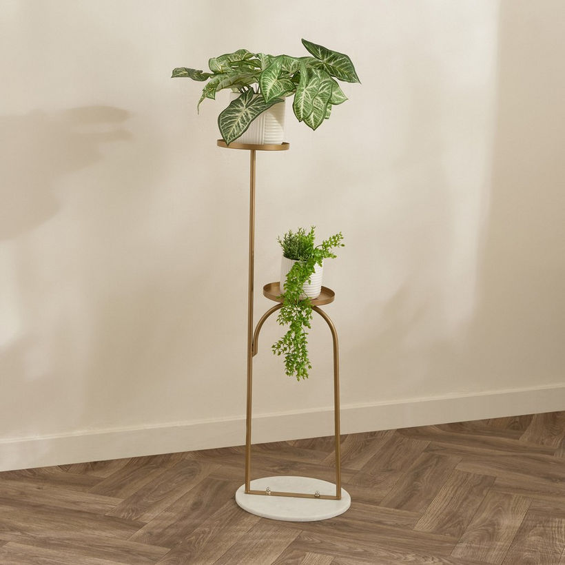 Vista-Ace 2-Tier Premium Metal Planter Stand with Marble Base - 35x90 cm - Image 6