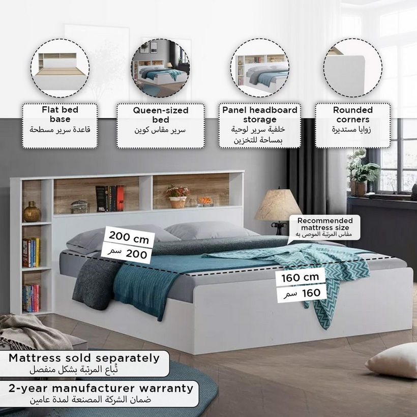 Movo Kulltorp Shelva Queen Bed with Side Storage - 160x200 cm - Image 2