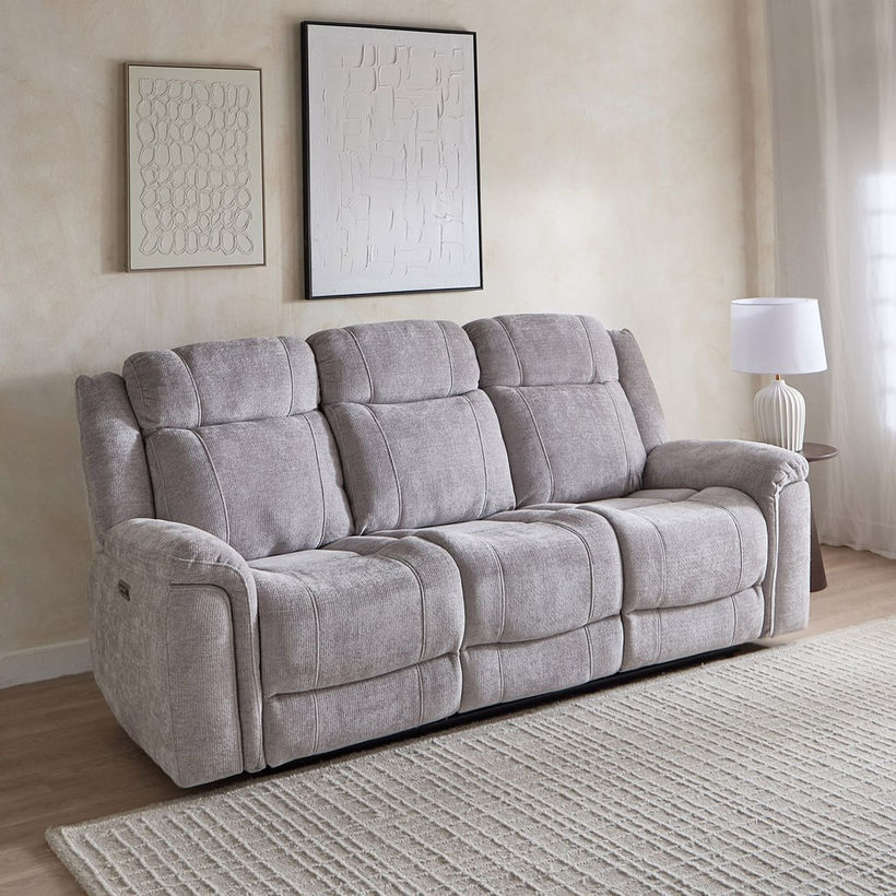 Nova 3-Seater Fabric Electric Recliner with Dropdown and 2 Cup Holders - Image 3