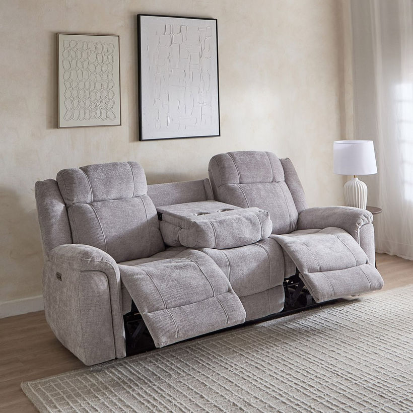 Nova 3-Seater Fabric Electric Recliner with Dropdown and 2 Cup Holders - Image 5