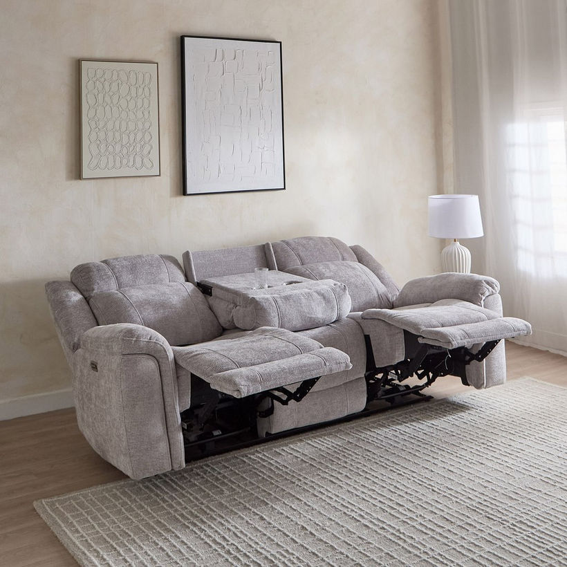 Nova 3-Seater Fabric Electric Recliner with Dropdown and 2 Cup Holders - Image 6