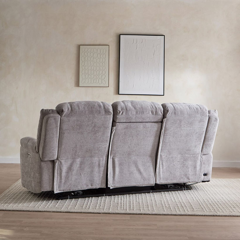 Nova 3-Seater Fabric Electric Recliner with Dropdown and 2 Cup Holders - Image 8