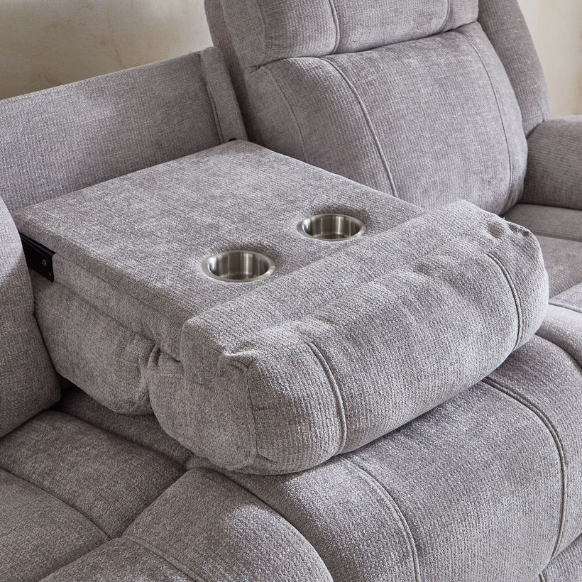 Nova 3-Seater Fabric Electric Recliner with Dropdown and 2 Cup Holders - Image 11