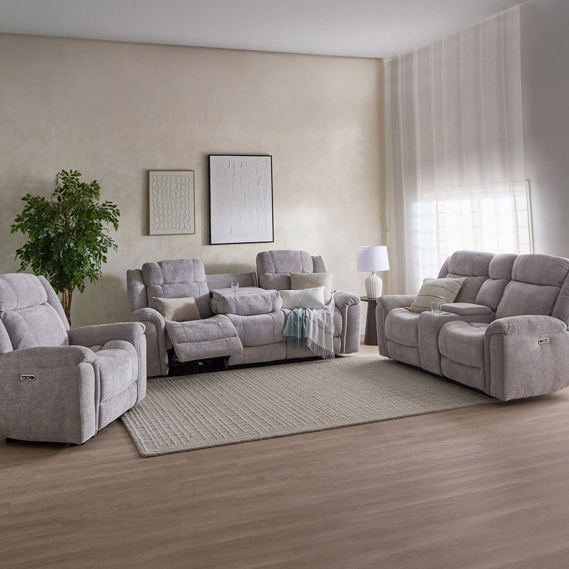 Nova 3-Seater Fabric Electric Recliner with Dropdown and 2 Cup Holders - Image 16