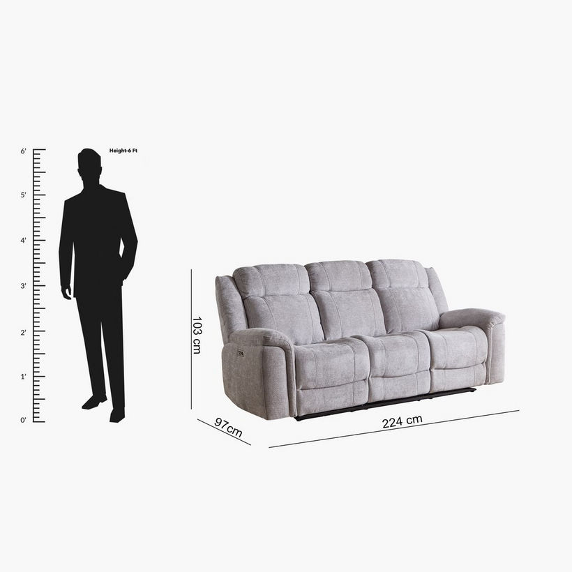 Nova 3-Seater Fabric Electric Recliner with Dropdown and 2 Cup Holders - Image 18