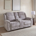 Nova 2-Seater Storage Console Power Fabric Recliner with 2 Cup Holders and USB C-Type Charging