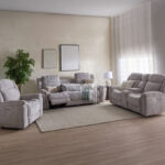 Nova 2-Seater Storage Console Power Fabric Recliner with 2 Cup Holders and USB C-Type Charging