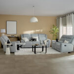 Brunswick 3-Seater Fabric Recliner with Dropdown and 2 Cup Holders