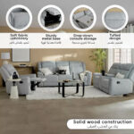 Brunswick 3-Seater Fabric Recliner with Dropdown and 2 Cup Holders