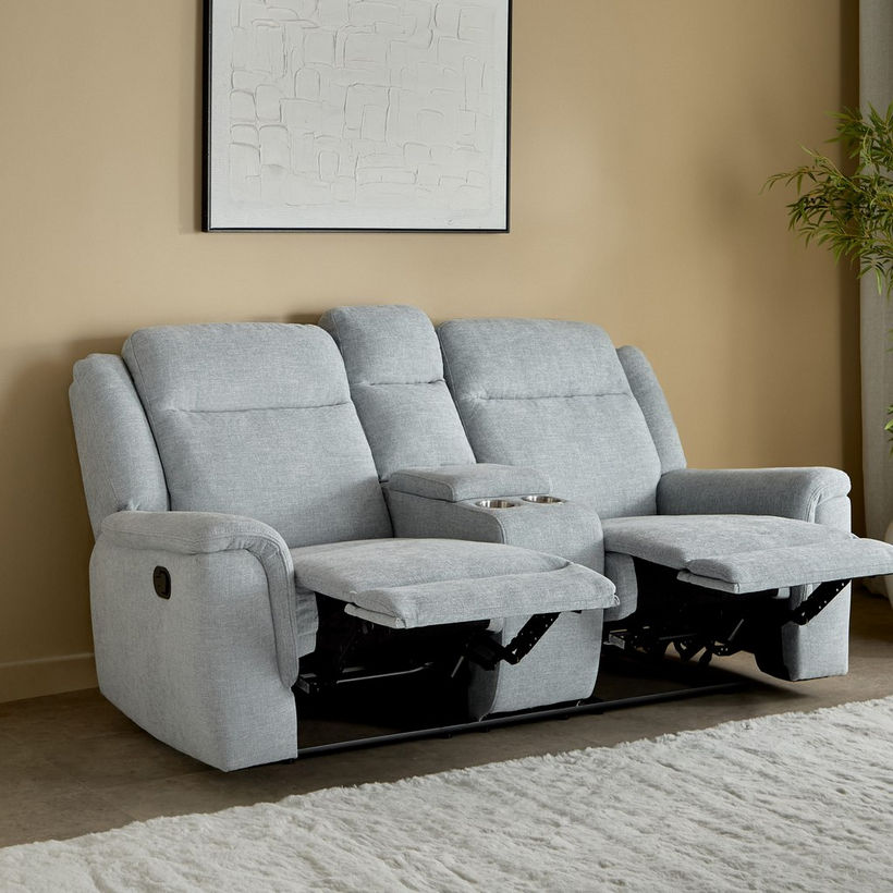 Brunswick 2-Seater Storage Console Fabric Recliner with 2 Cup Holders - Image 3