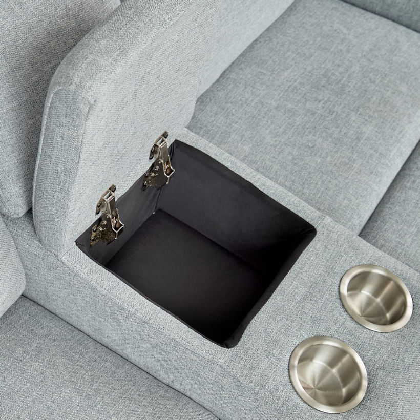 Brunswick 2-Seater Storage Console Fabric Recliner with 2 Cup Holders - Image 10