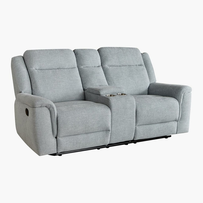 Brunswick 2-Seater Storage Console Fabric Recliner with 2 Cup Holders - Image 13