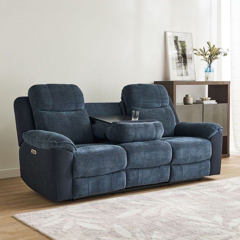 Kingston 3-Seater Electric Power Fabric Recliner with Dropdown and 2 Cup holders - Image 4