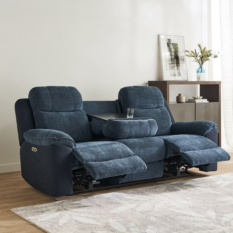 Kingston 3-Seater Electric Power Fabric Recliner with Dropdown and 2 Cup holders - Image 5