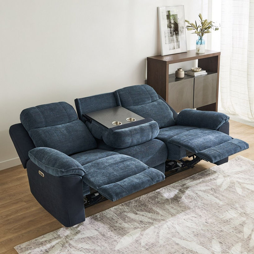 Kingston 3-Seater Electric Power Fabric Recliner with Dropdown and 2 Cup holders - Image 6