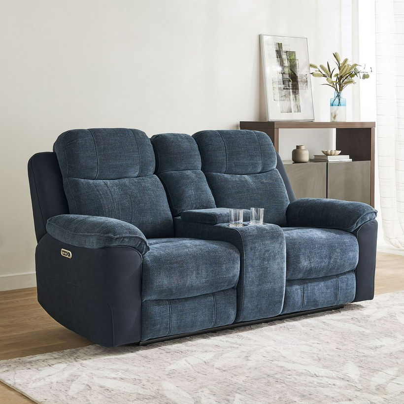 Kingston 2-Seater Storage Console Power Fabric Recliner with 2 Cup Holders and USB C Type Charging - Image 3