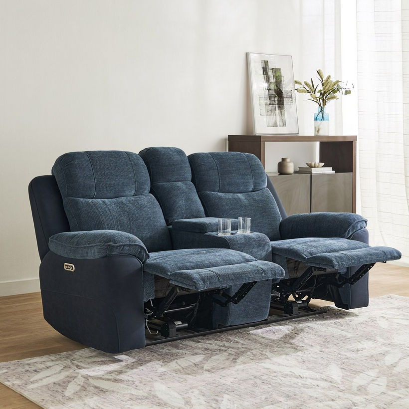 Kingston 2-Seater Storage Console Power Fabric Recliner with 2 Cup Holders and USB C Type Charging - Image 4
