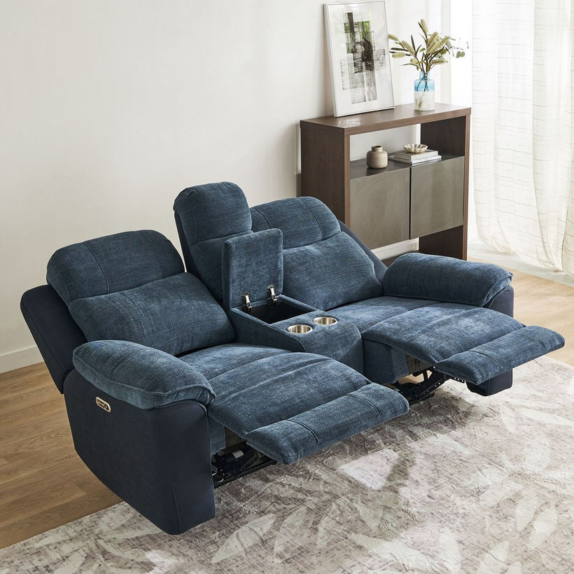 Kingston 2-Seater Storage Console Power Fabric Recliner with 2 Cup Holders and USB C Type Charging - Image 5