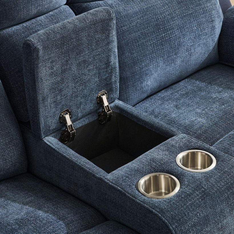Kingston 2-Seater Storage Console Power Fabric Recliner with 2 Cup Holders and USB C Type Charging - Image 10