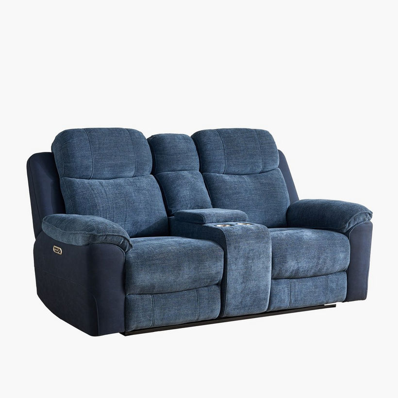 Kingston 2-Seater Storage Console Power Fabric Recliner with 2 Cup Holders and USB C Type Charging - Image 17