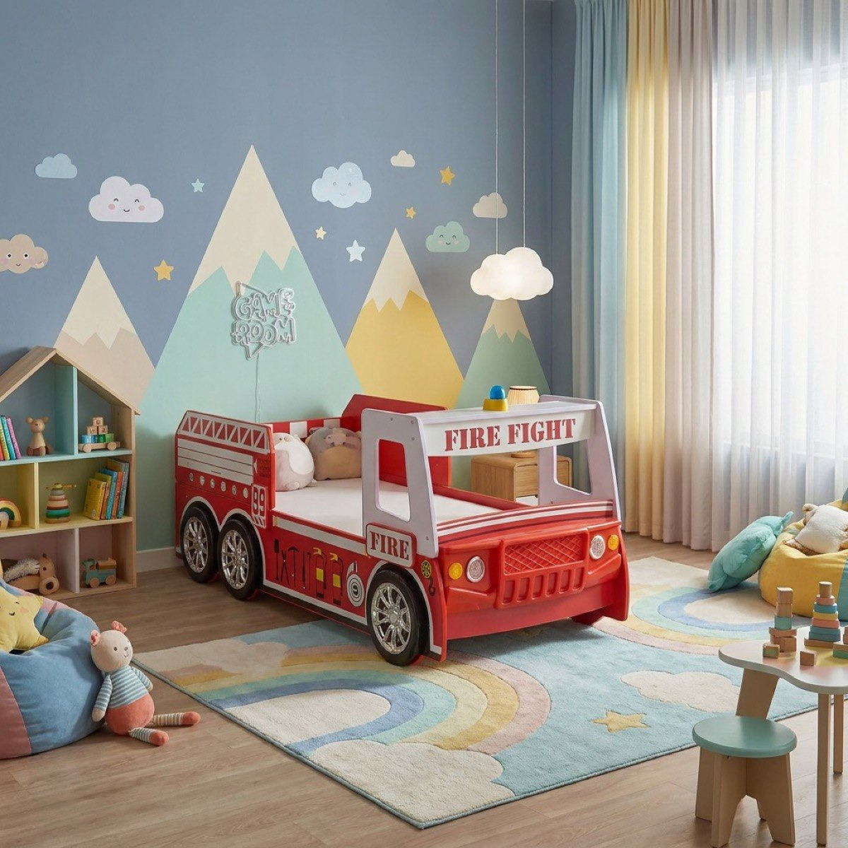 Movo Halmstad NXT Fire Truck Single Car Bed - 90x190 cm