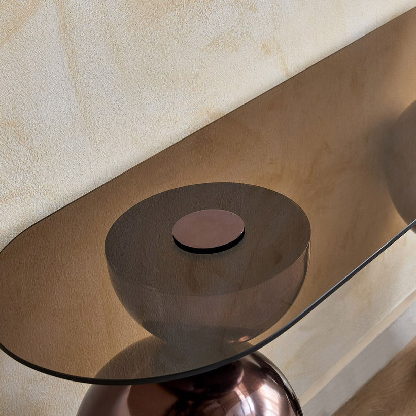 Cavon Glanzy Tempered Glass Top Console Table - Image 4