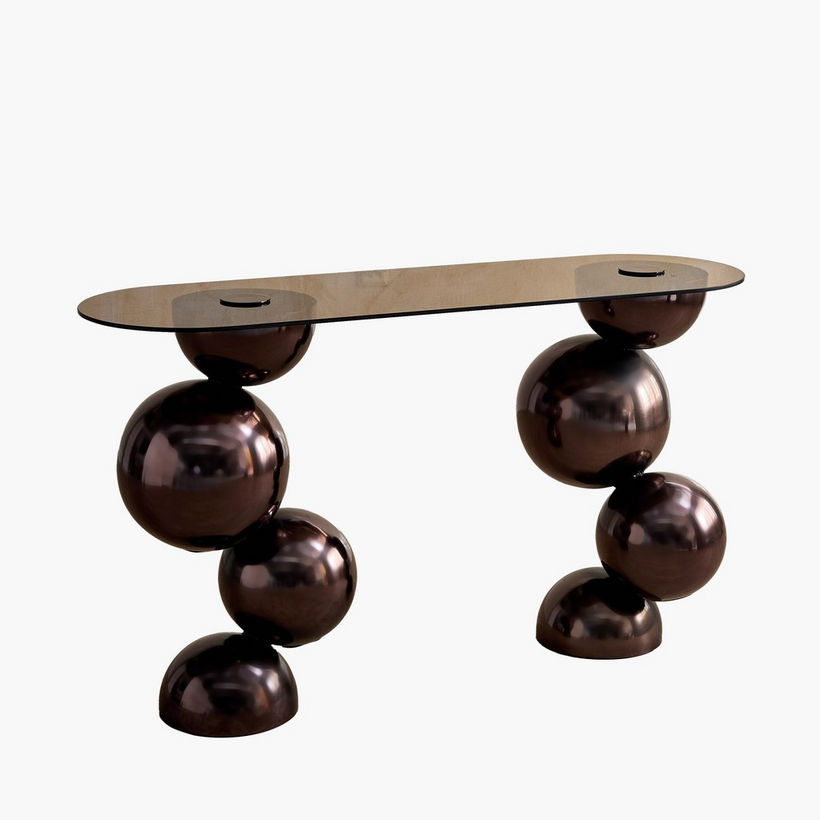 Cavon Glanzy Tempered Glass Top Console Table - Image 8