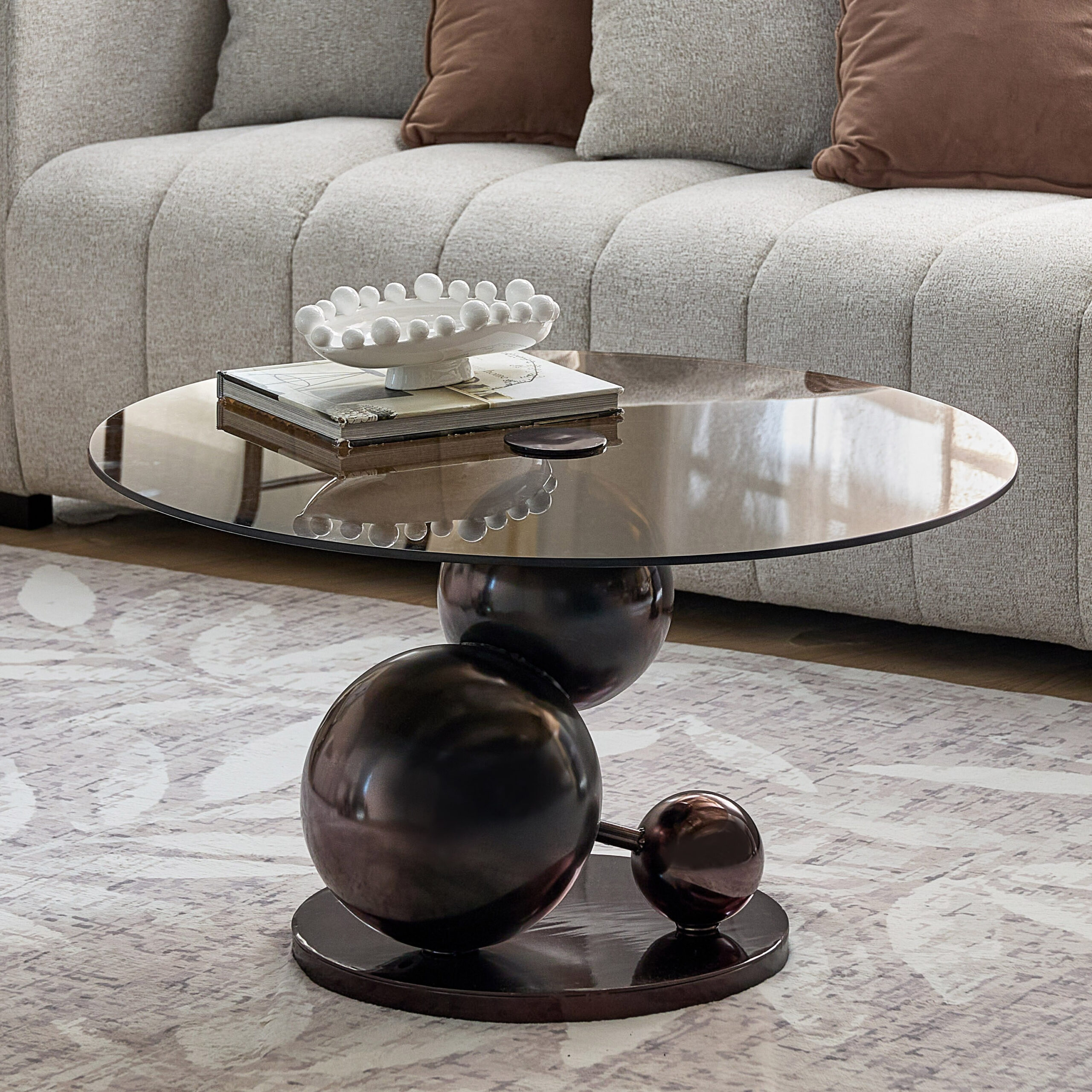 Cavon Glanzy Tempered Glass Top Coffee Table