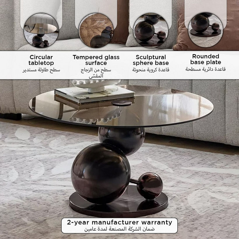 Cavon Glanzy Tempered Glass Top Coffee Table - Image 2