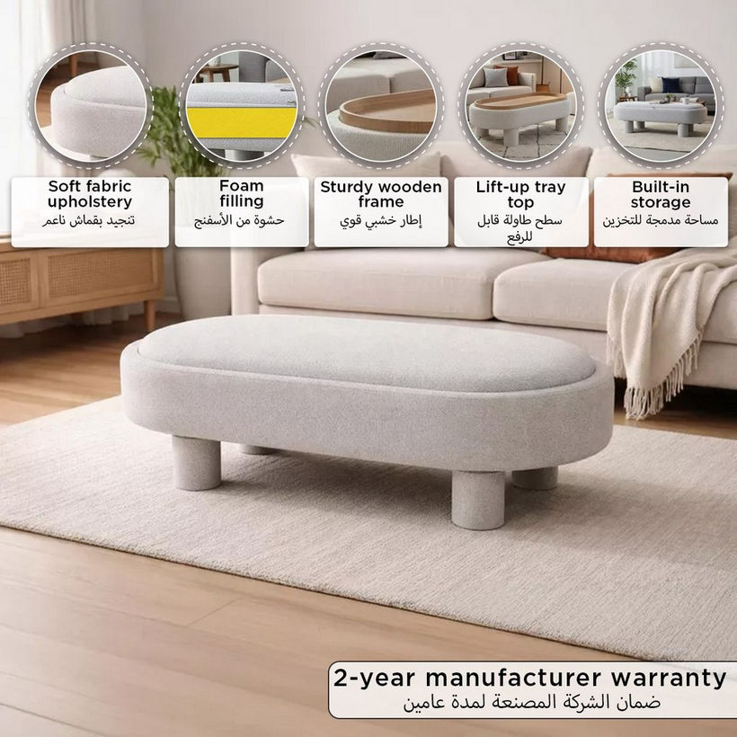 Sicily Fabric Bench with Storage - Image 2