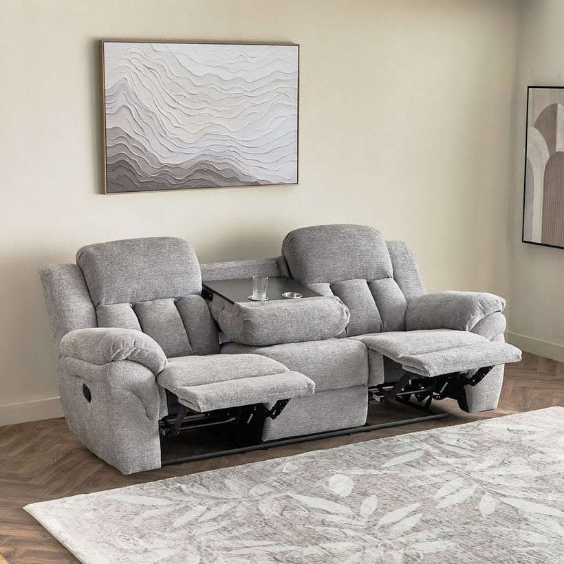 Stanford NXT 3-Seater Fabric Recliner with Drop Down and 2 Cupholders - Image 3