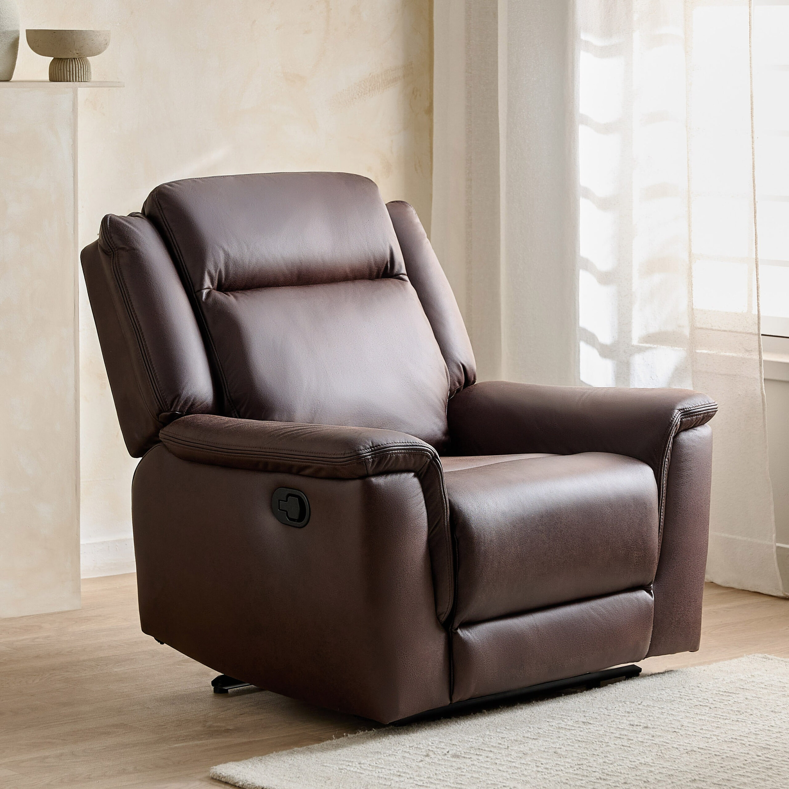 Brunswick Leather Air Fabric Recliner Armchair