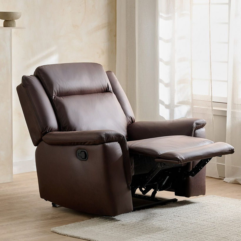 Brunswick Leather Air Fabric Recliner Armchair - Image 3