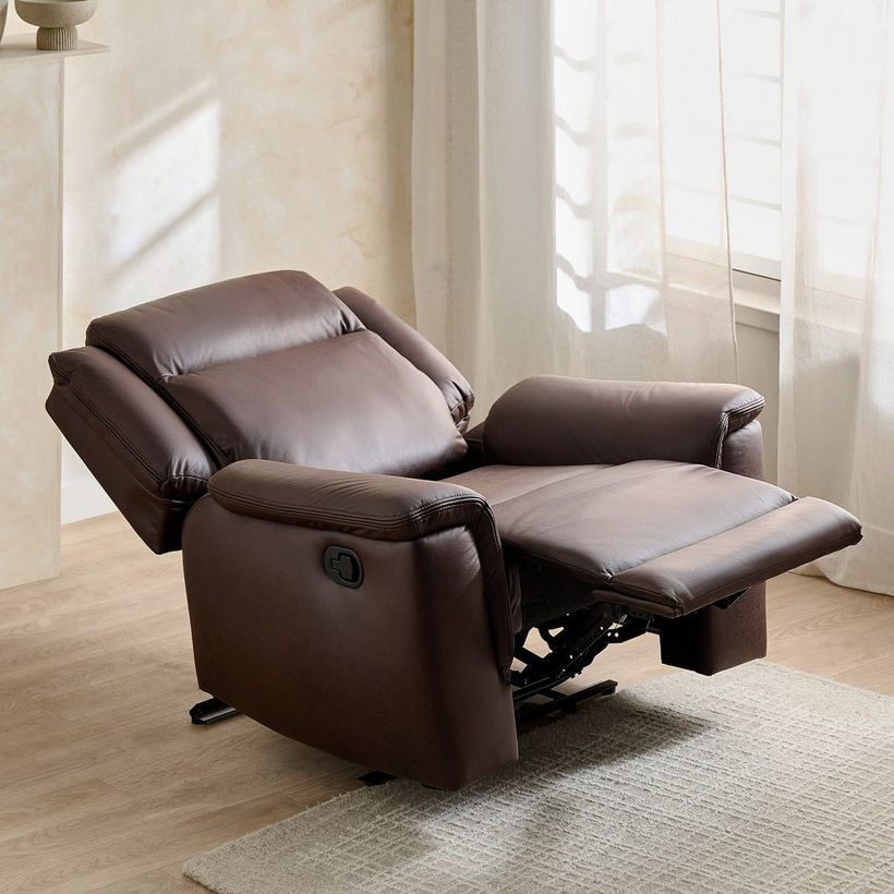 Brunswick Leather Air Fabric Recliner Armchair - Image 4