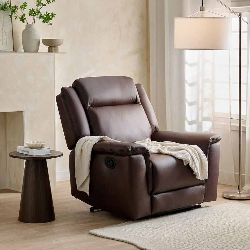 Brunswick Leather Air Fabric Recliner Armchair - Image 11