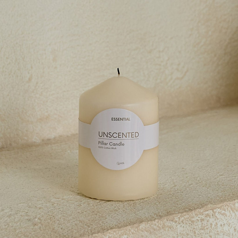 Luna Unscented Pillar Candle - 48 h - Image 2