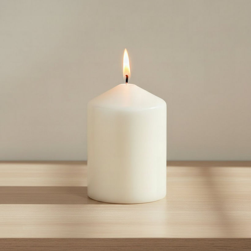 Luna Unscented Pillar Candle - 48 h - Image 5