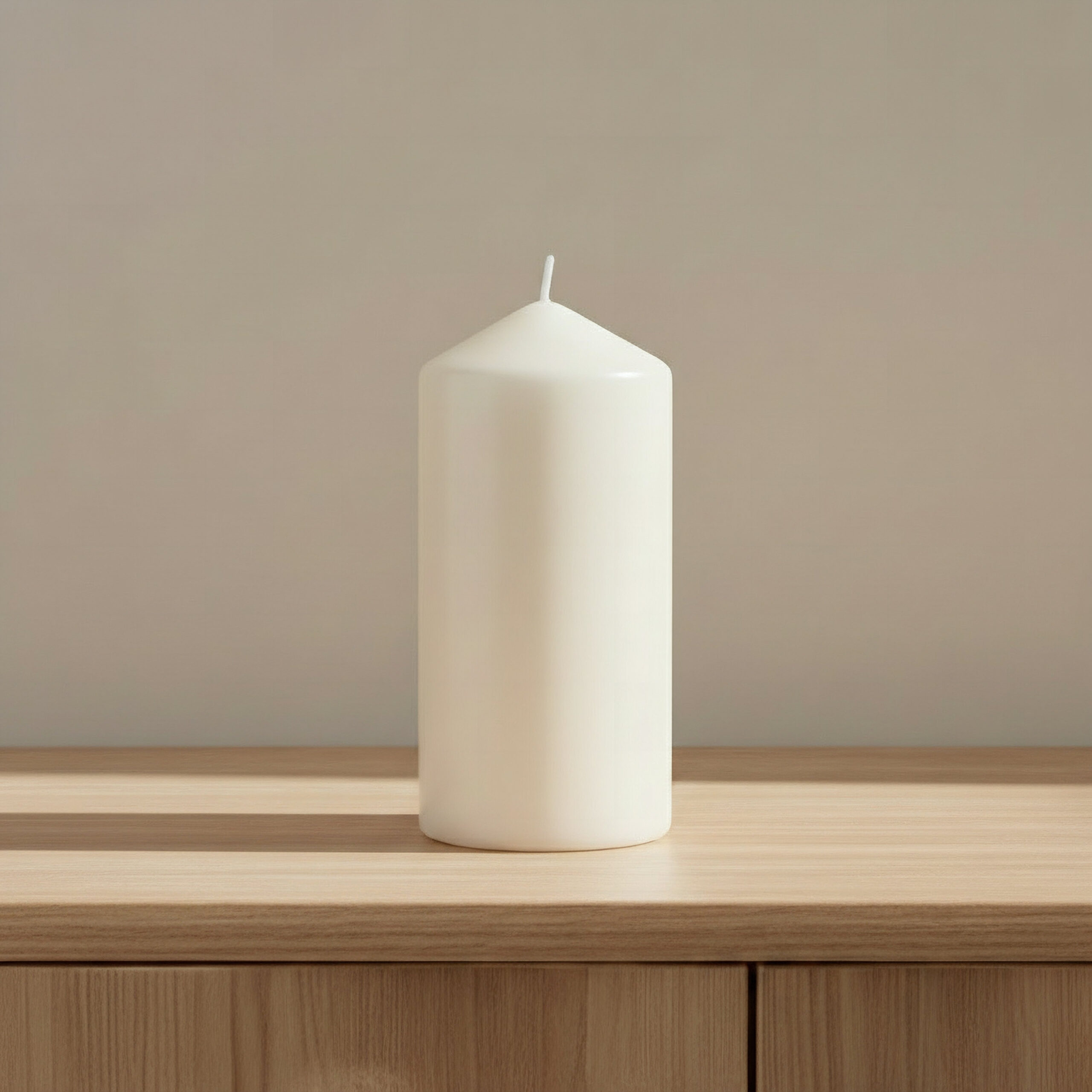 Luna Unscented Pillar Candle - 60 h