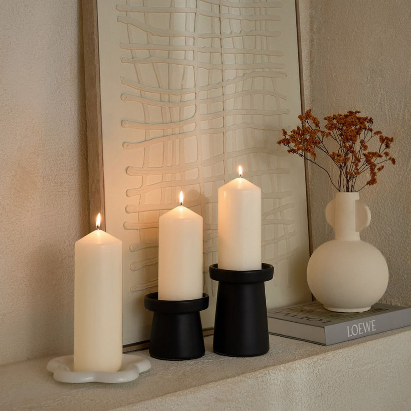 Luna 2-Piece Unscented Pillar Candle Set - Image 2