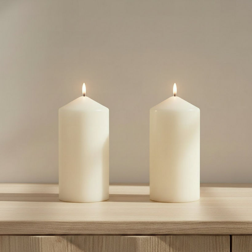 Luna 2-Piece Unscented Pillar Candle Set - Image 3