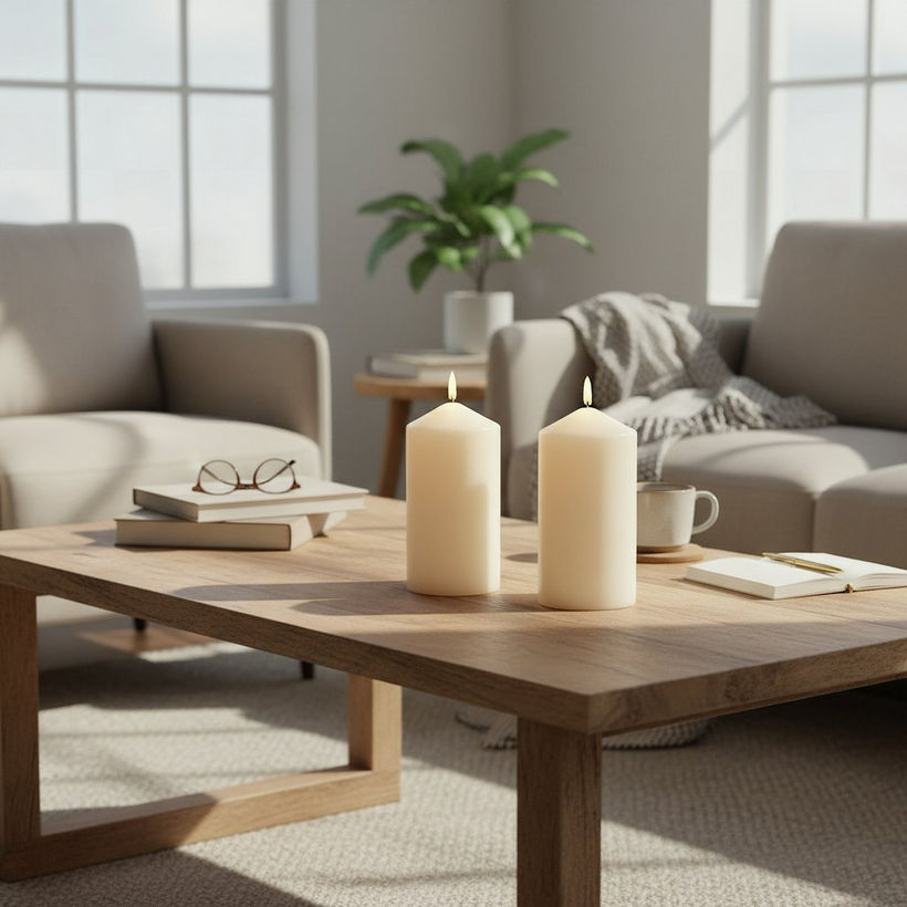 Luna 2-Piece Unscented Pillar Candle Set - Image 5
