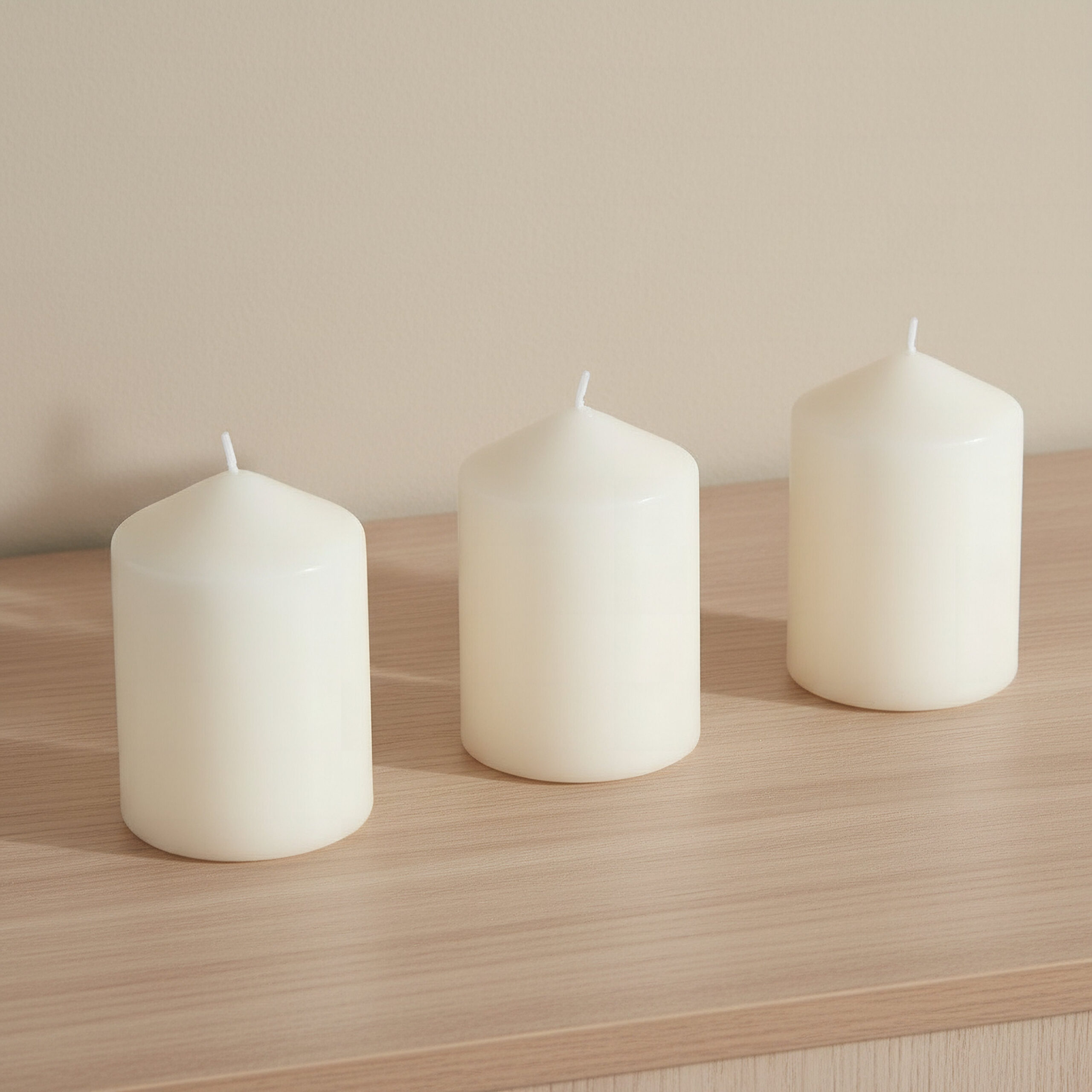 Luna 3-Piece Unscented Pillar Candle Set