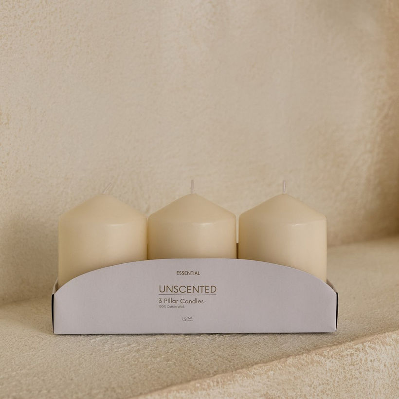 Luna 3-Piece Unscented Pillar Candle Set - Image 2