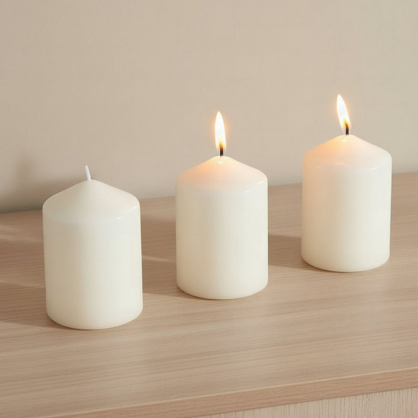 Luna 3-Piece Unscented Pillar Candle Set - Image 4