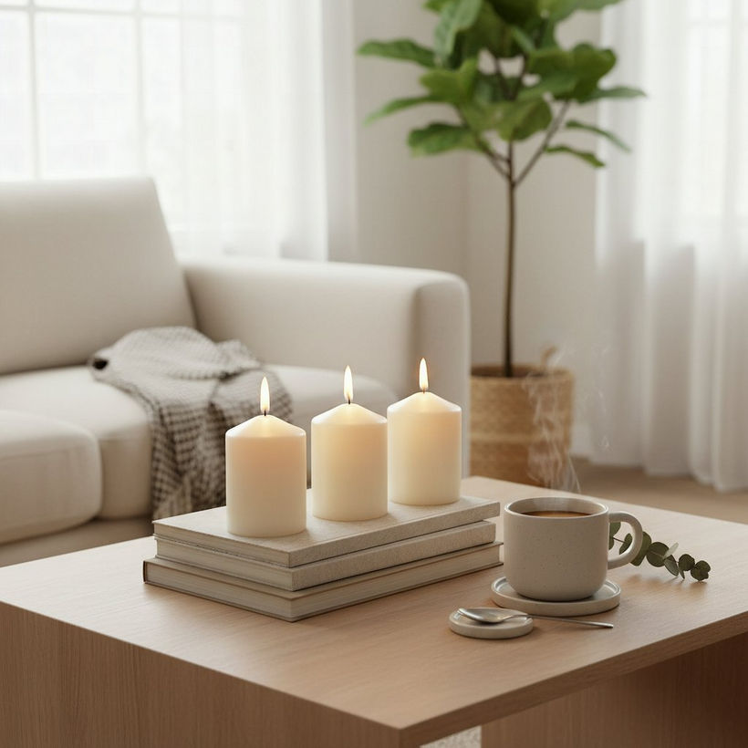 Luna 3-Piece Unscented Pillar Candle Set - Image 5