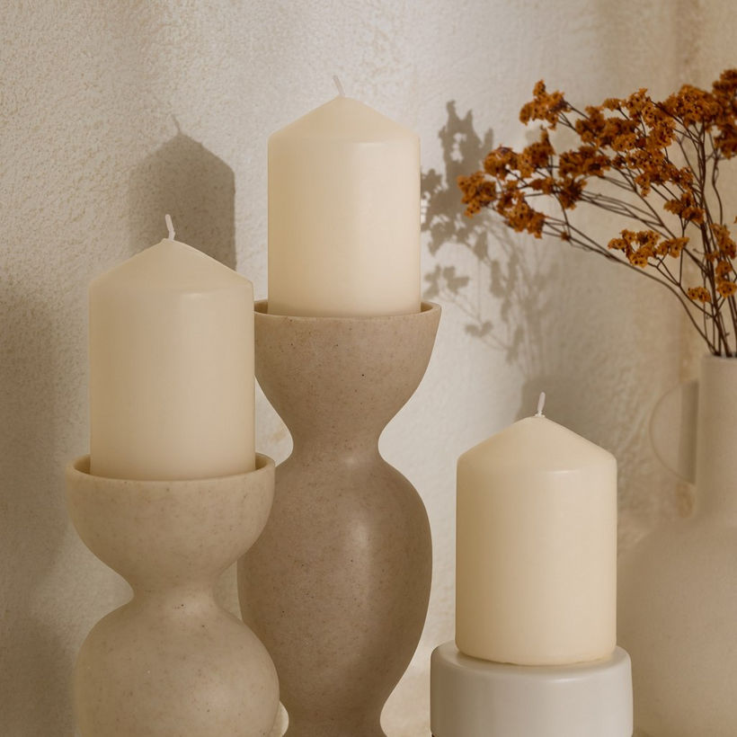 Luna 3-Piece Unscented Pillar Candle Set - Image 6