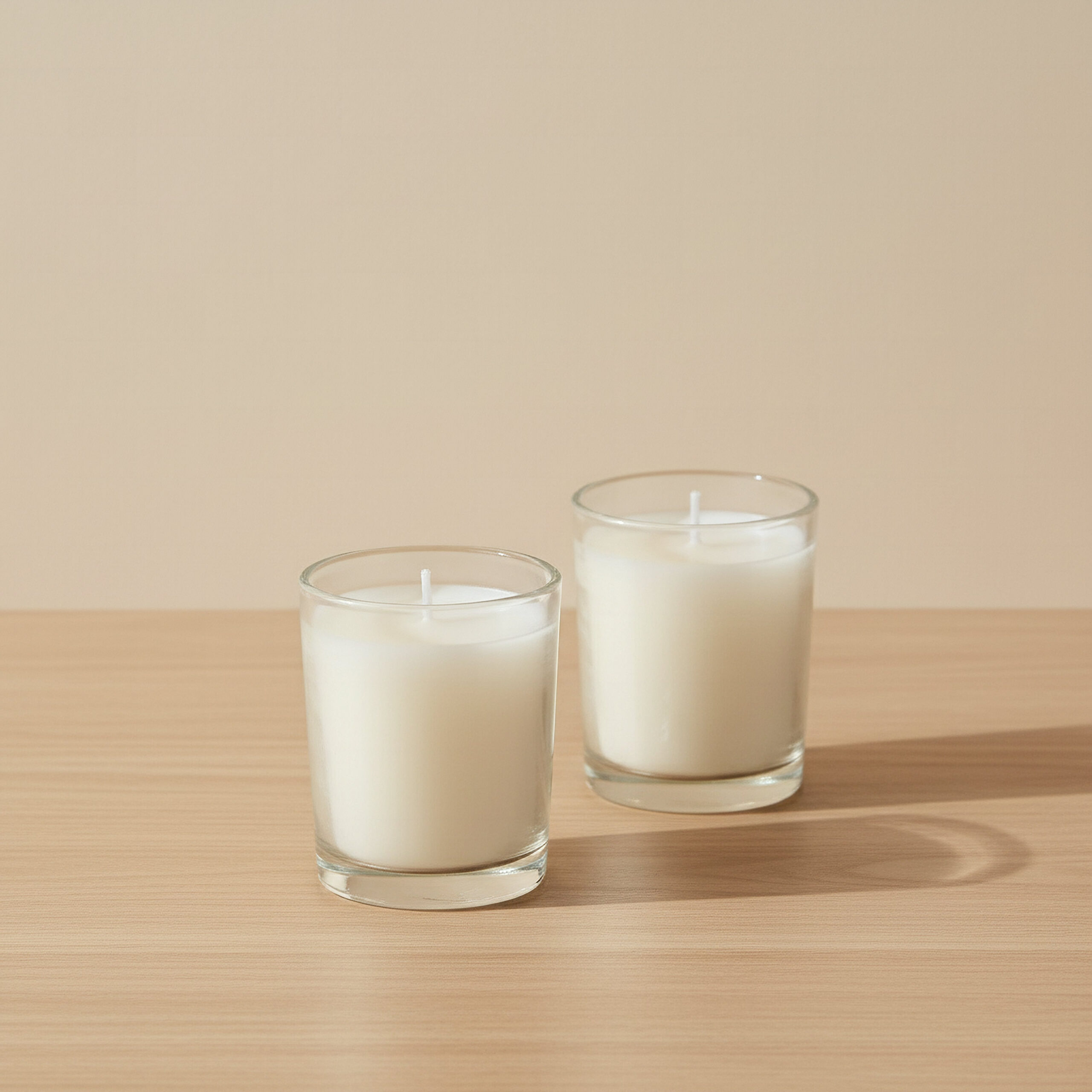 Luna 2-Piece Unscented Votive Glass Jar Candle Set - 10 h